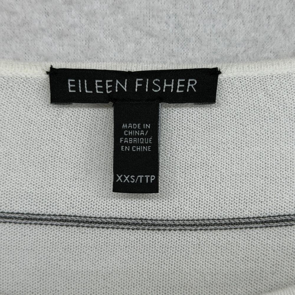 EILEEN FISHER Sweater 2XS Tencel Nylon Sheer Oversized Striped Pullover White - Picture 5 of 11